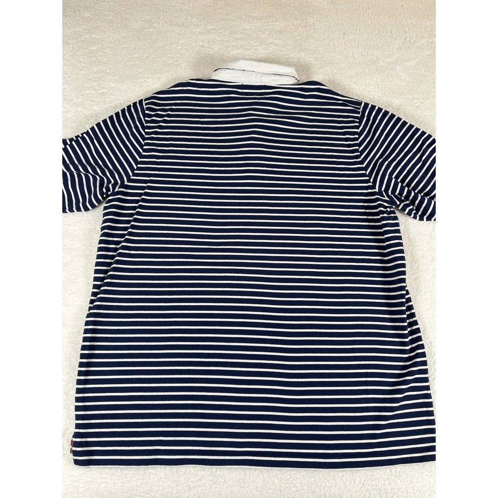 Vineyard Vines White & Navy Blue Striped L/S Rugby Shirt Men's XXL Heavy Cotton - Picture 3 of 7